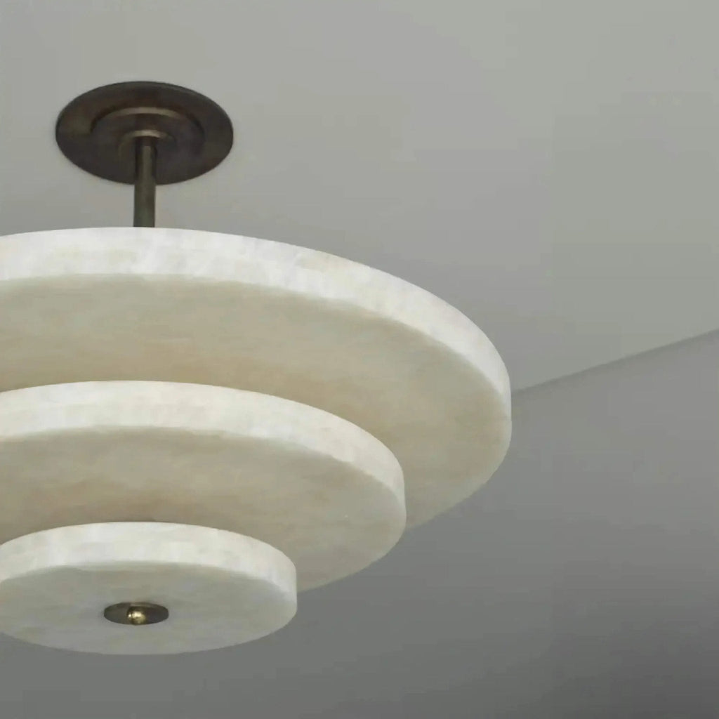 Lustre moderne Oran en Albâtre Bronze et blanc