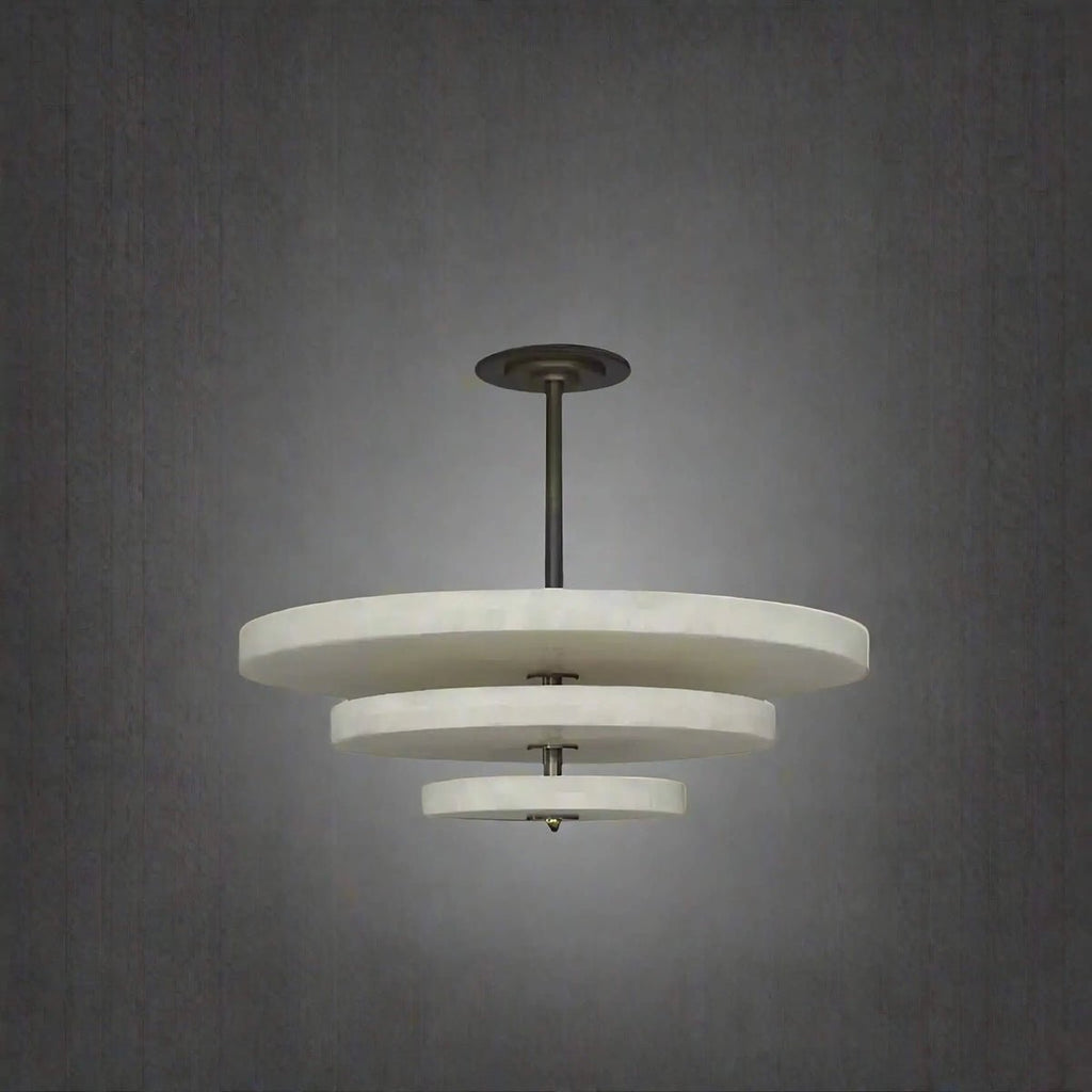 Lustre moderne Oran en Albâtre Bronze et blanc