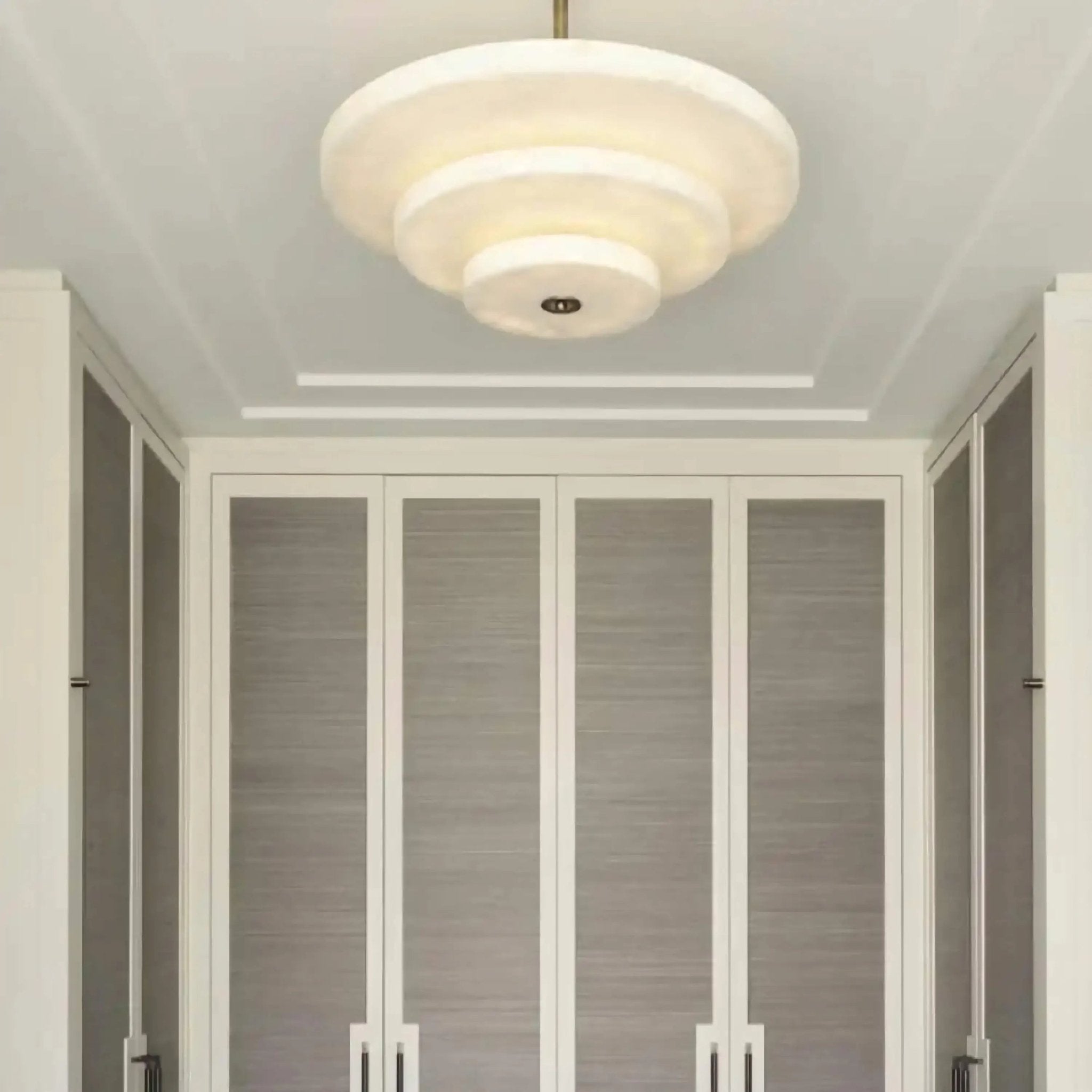 Lustre moderne Oran en Albâtre Bronze et blanc