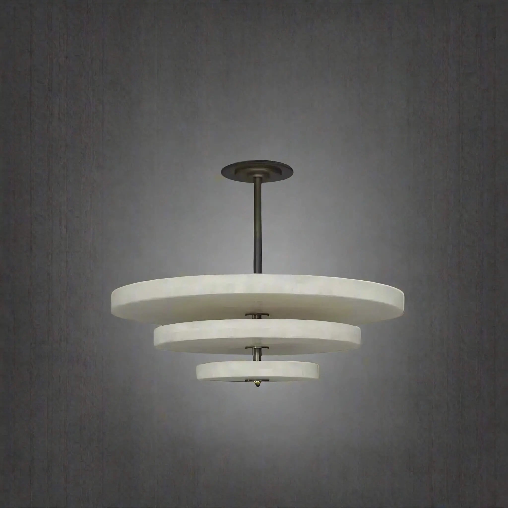 Lustre moderne Oran en Albâtre Bronze et blanc