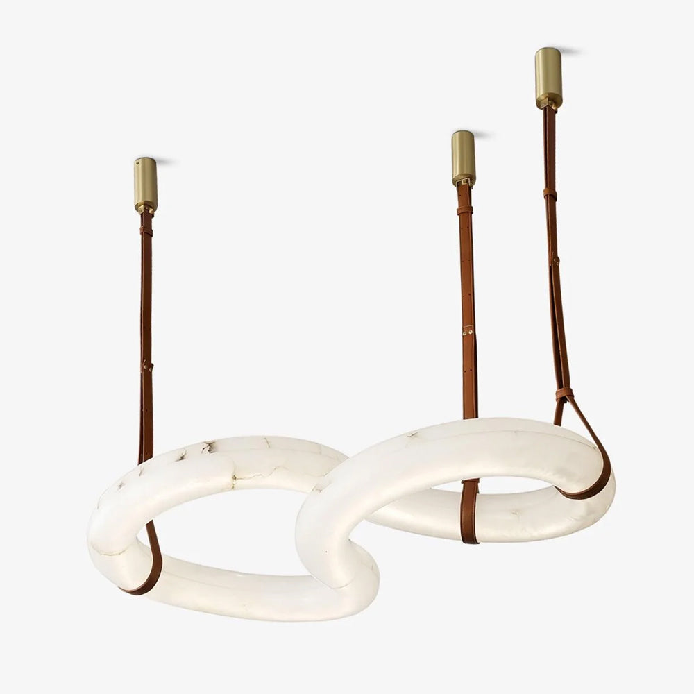 Suspension moderne Halvdan en Laiton et albâtre blanc