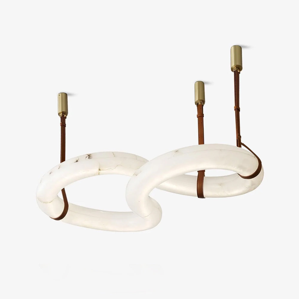 Suspension moderne Halvdan en Laiton et albâtre blanc
