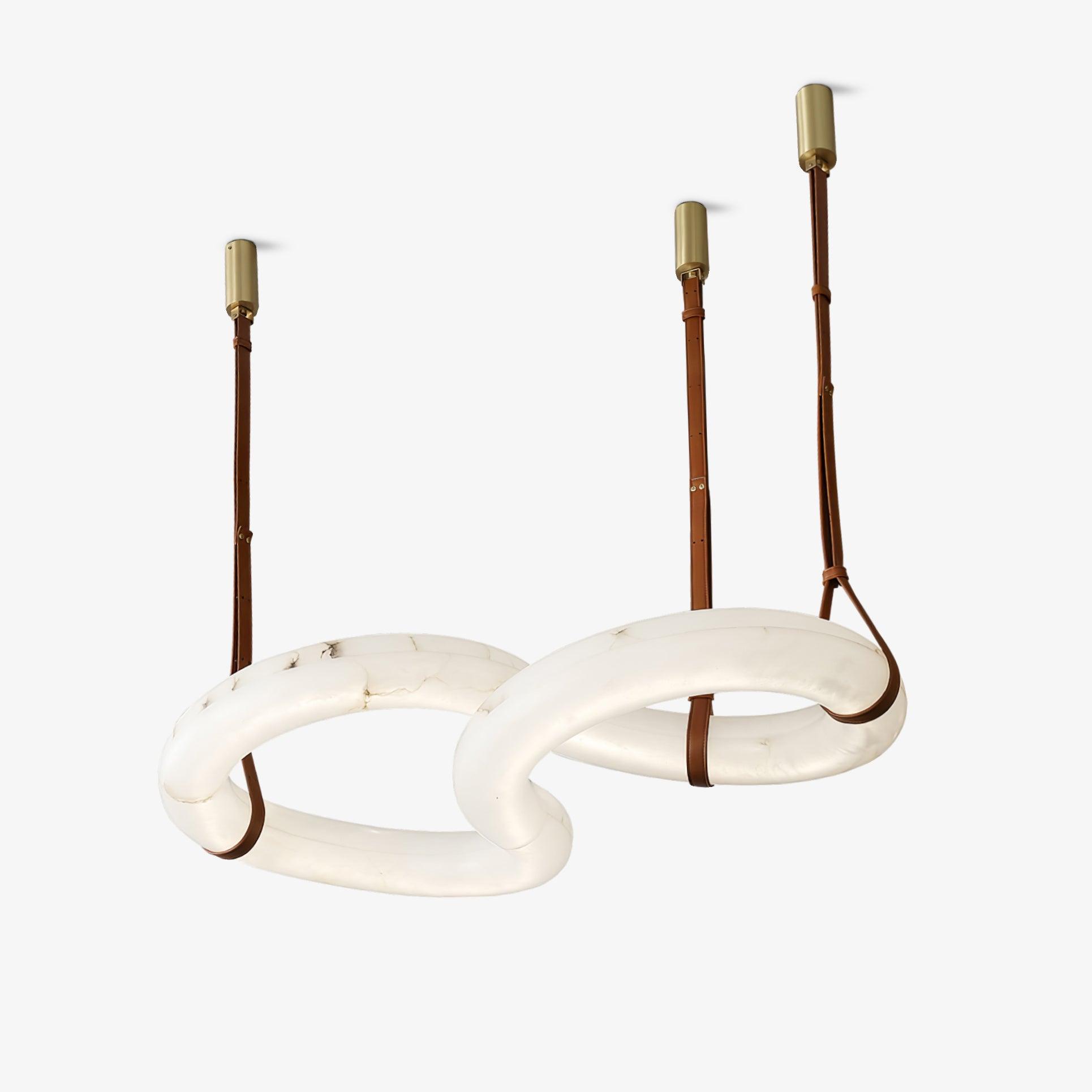 Suspension moderne Halvdan en Laiton et albâtre blanc