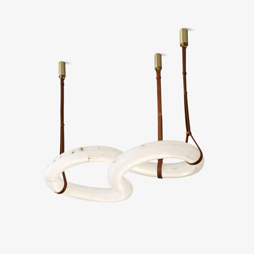 Suspension moderne Halvdan en Laiton et albâtre blanc