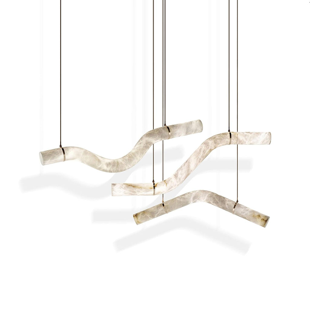 Suspension moderne Halvdan en Laiton et albâtre blanc