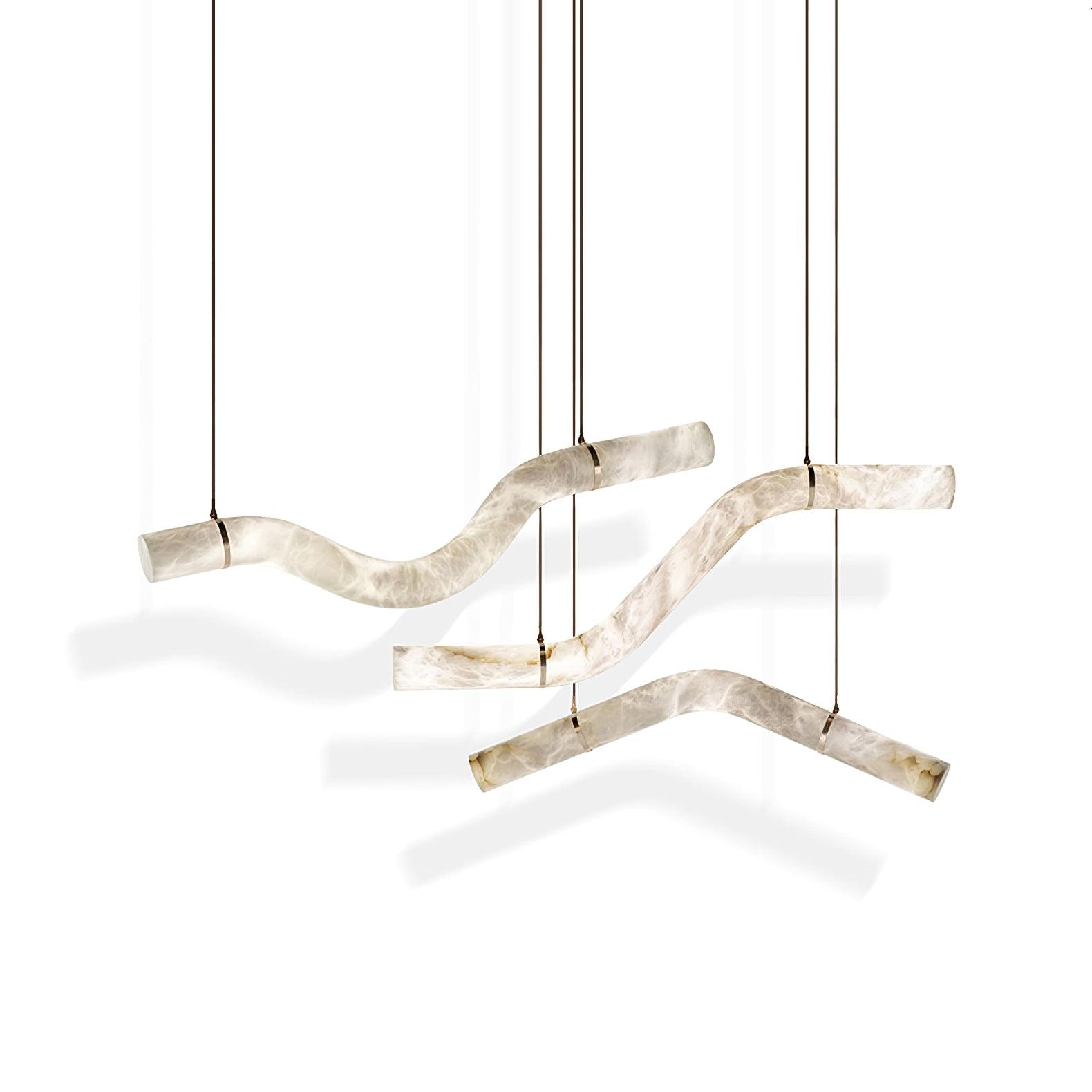 Suspension moderne Halvdan en Laiton et albâtre blanc