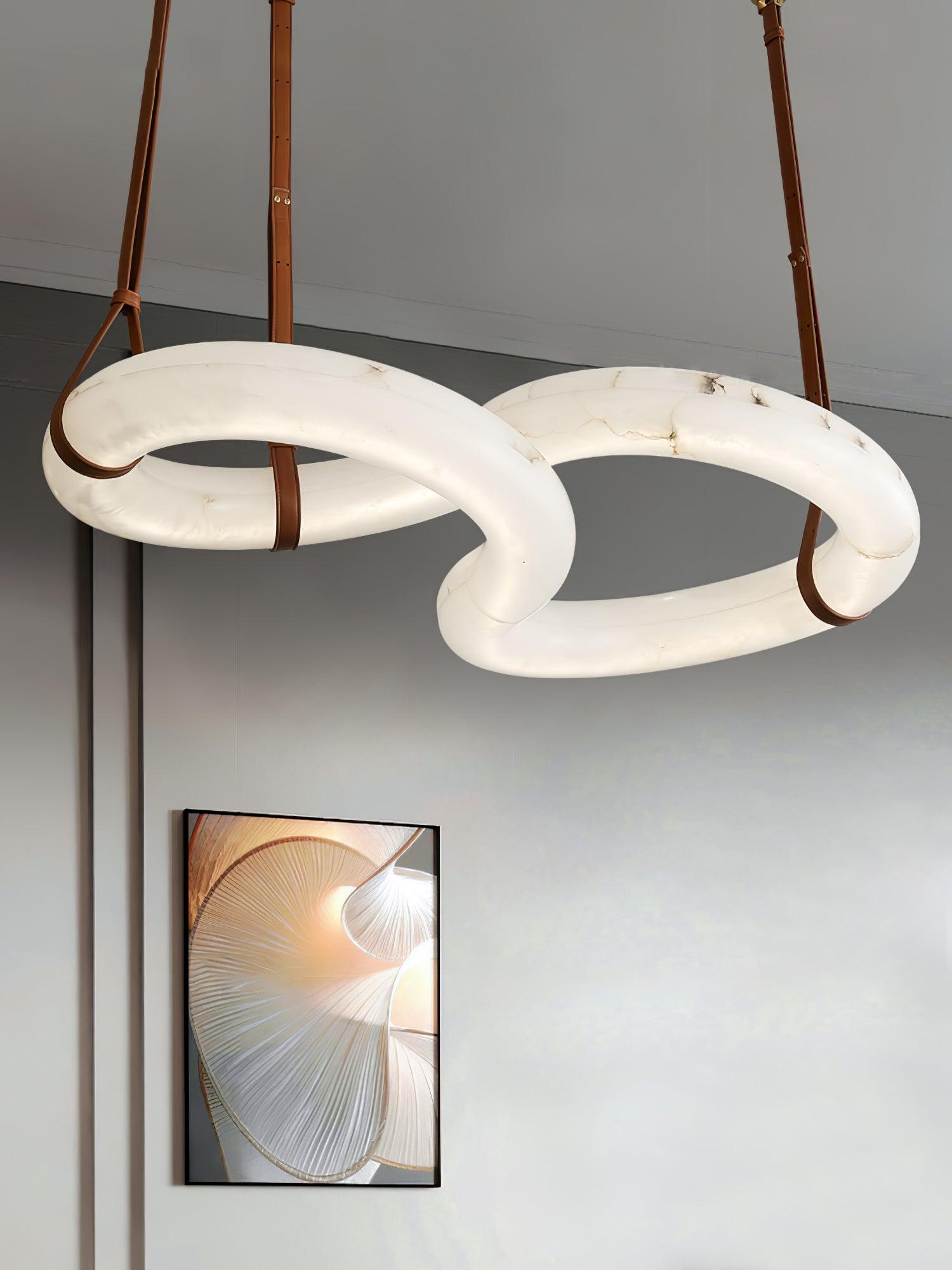 Suspension moderne Halvdan en Laiton et albâtre blanc