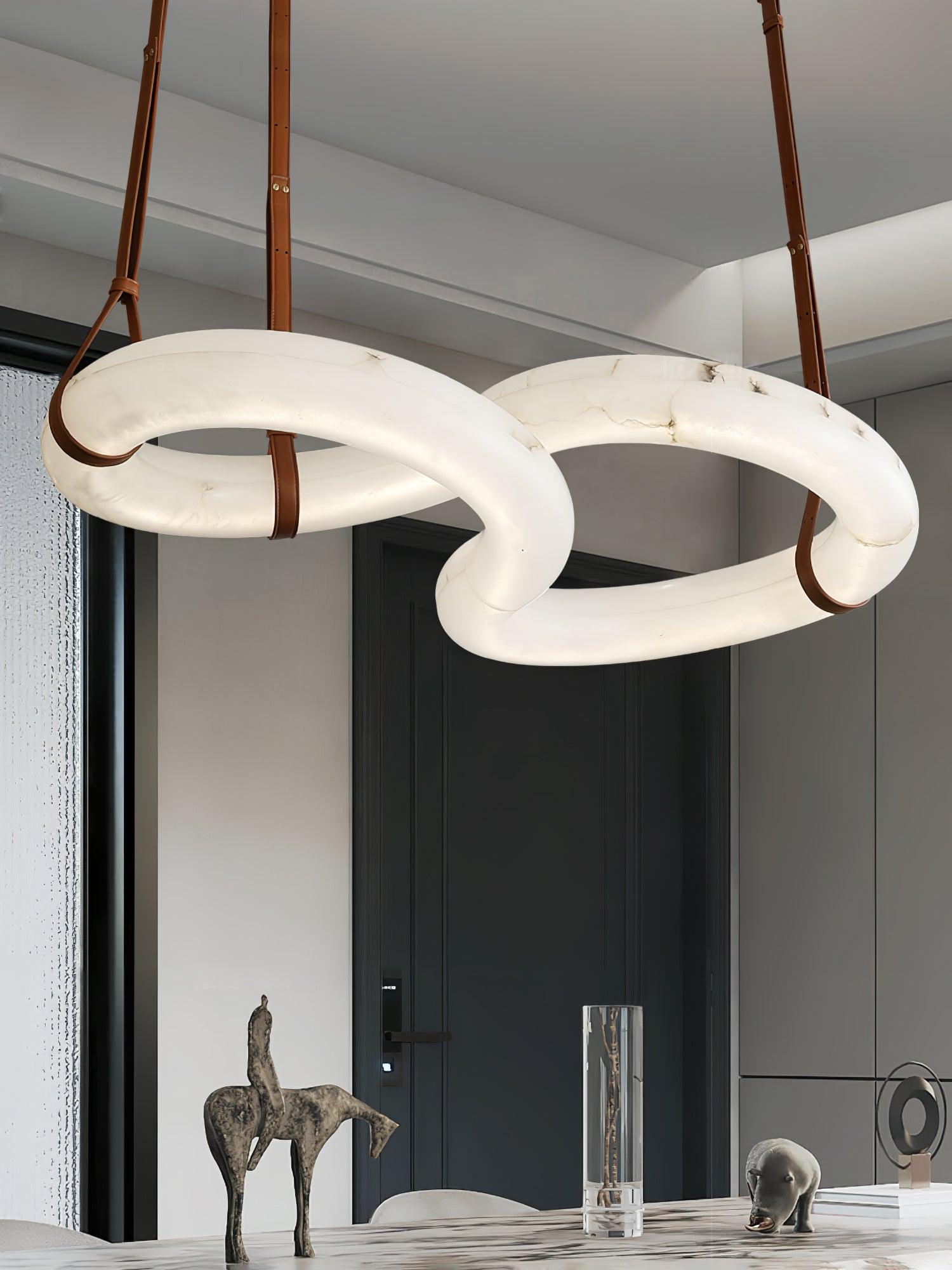 Suspension moderne Halvdan en Laiton et albâtre blanc