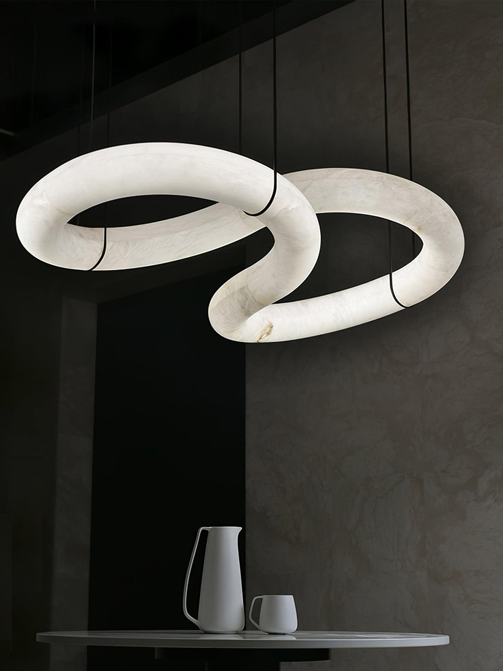 Suspension moderne Halvdan en Laiton et albâtre blanc