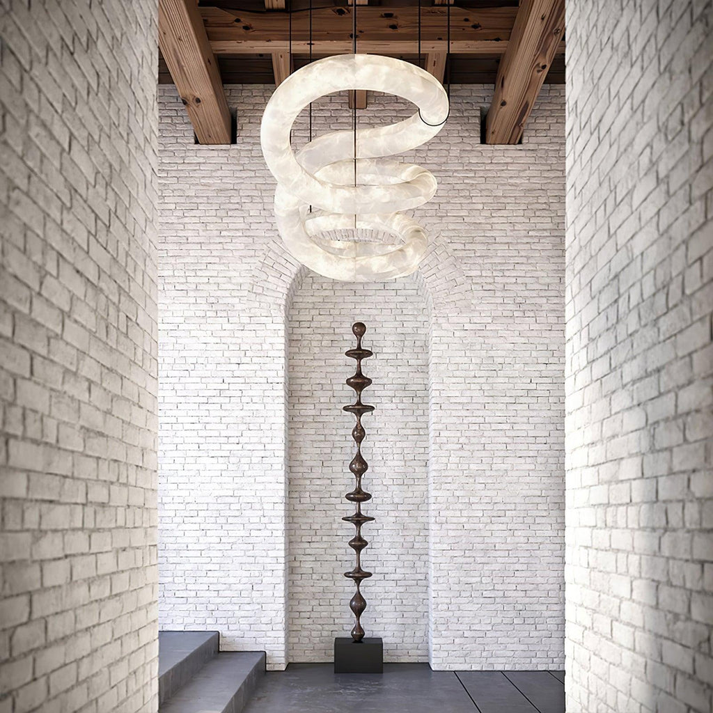 Suspension moderne Halvdan en Laiton et albâtre blanc