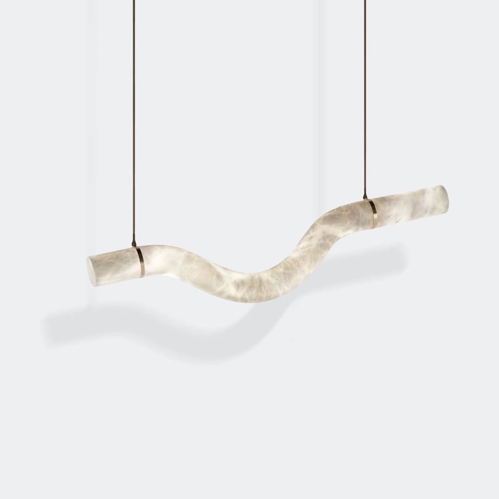 Suspension moderne Halvdan en Laiton et albâtre blanc
