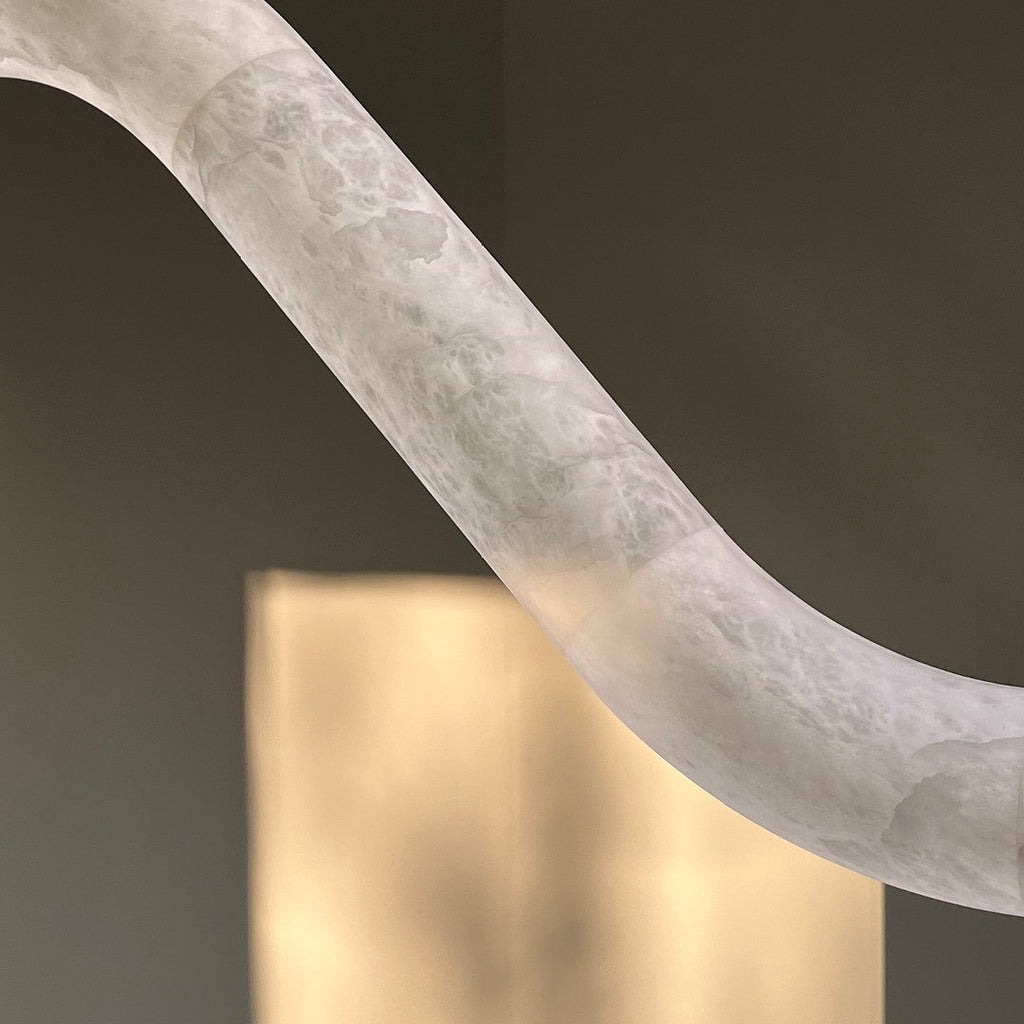 Suspension moderne Halvdan en Laiton et albâtre blanc