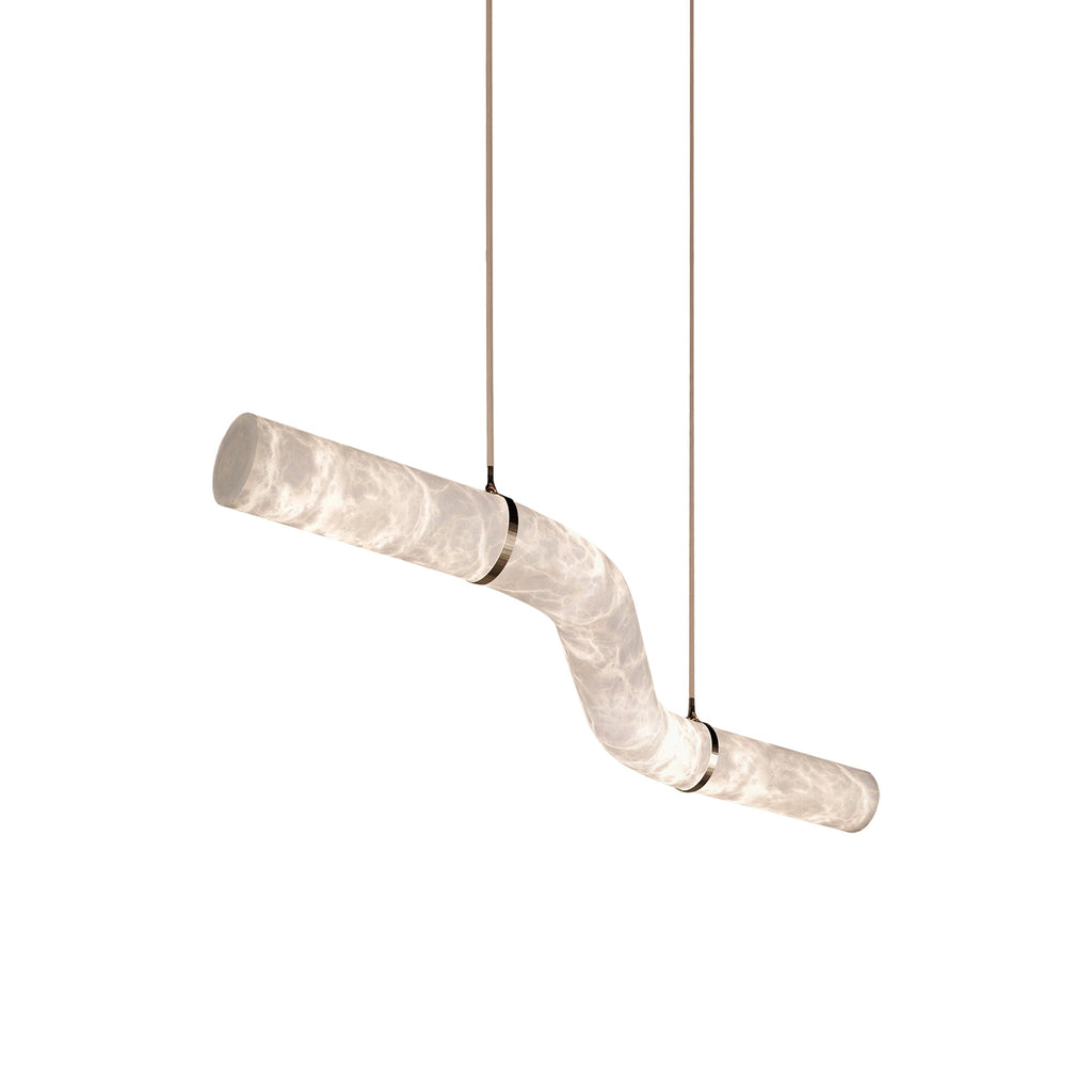 Suspension moderne Jarrod en Laiton et albâtre blanc