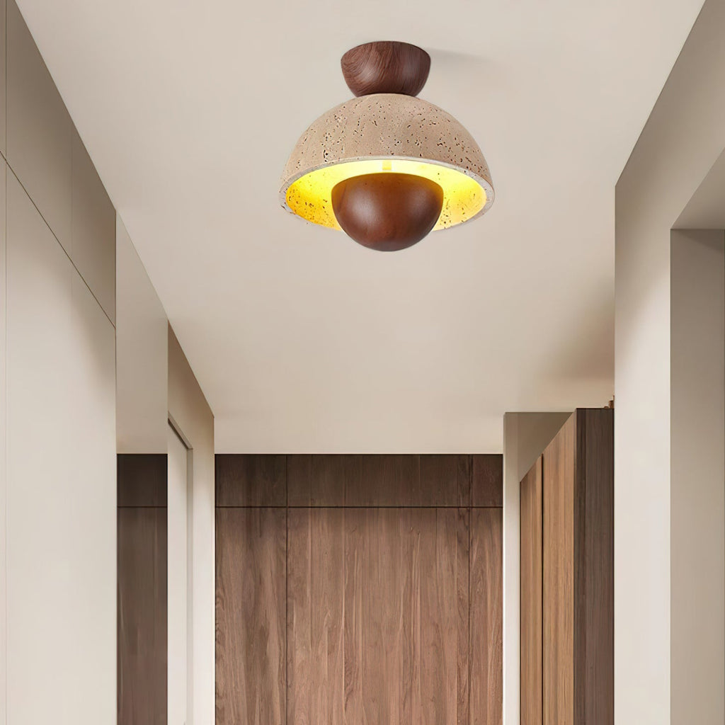 Plafonnier moderne Haftor en Travertin Noyer