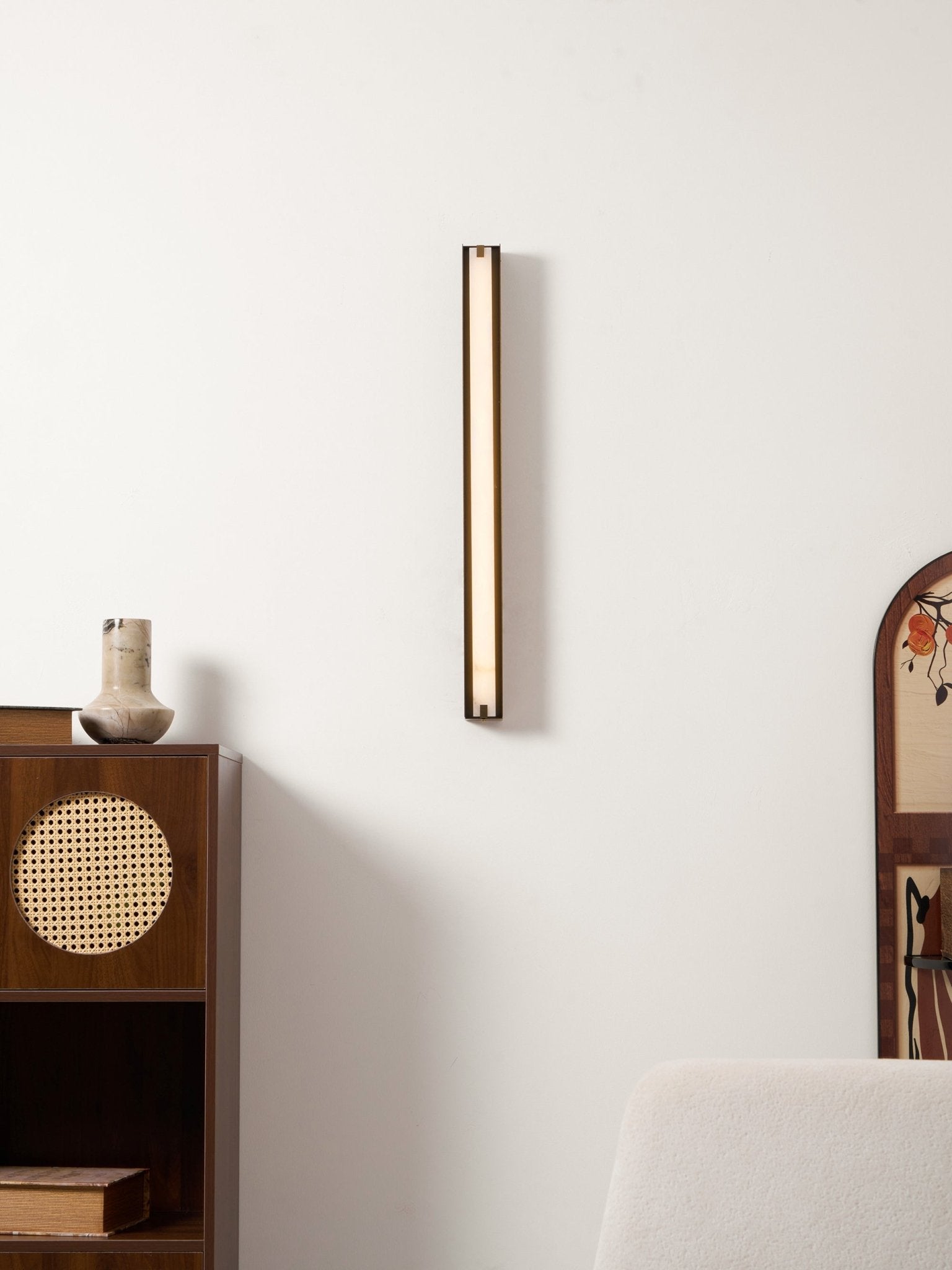 Applique murale moderne Solvi en Albâtre Bronze et blanc