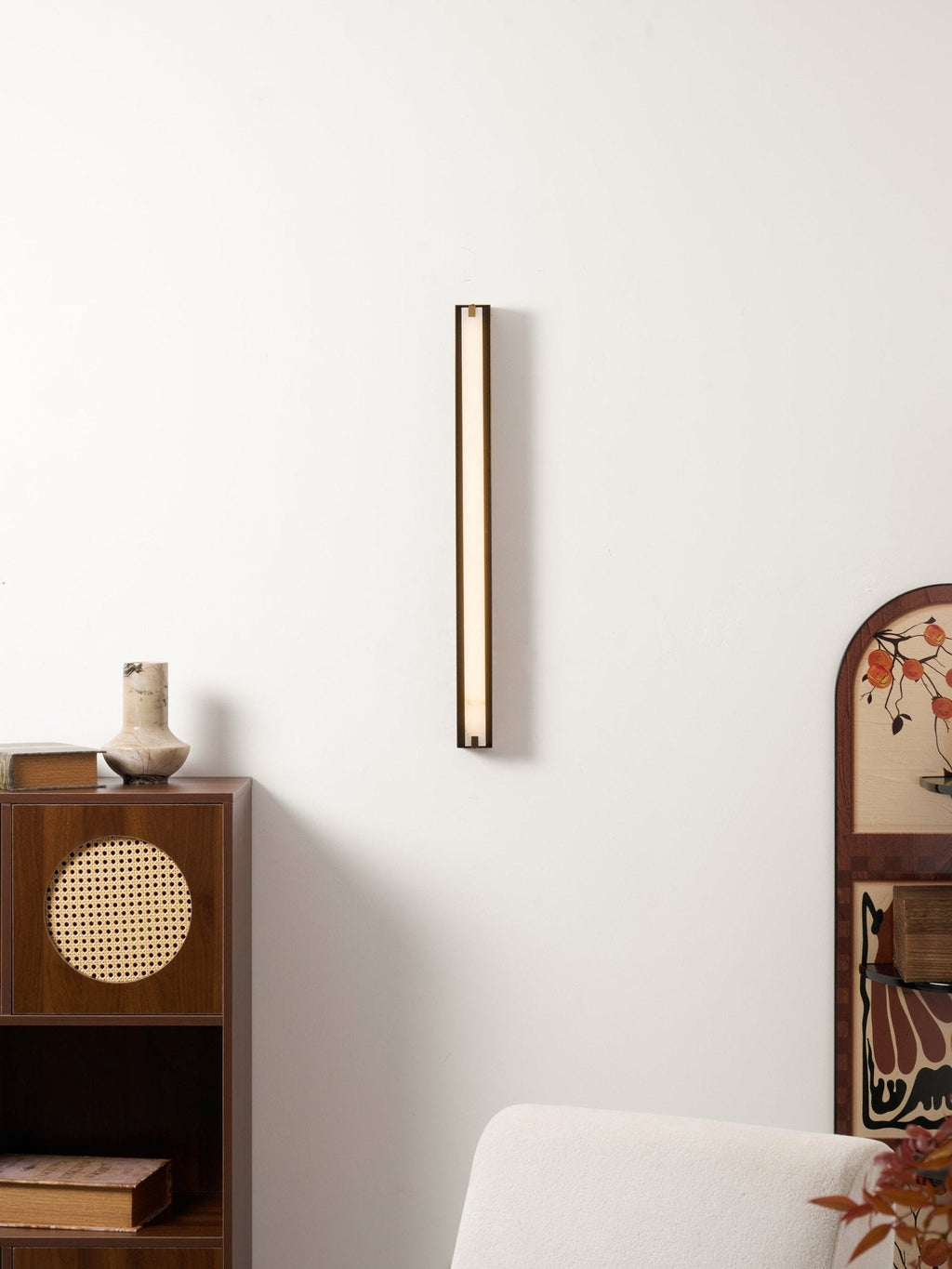Applique murale moderne Solvi en Albâtre Bronze et blanc