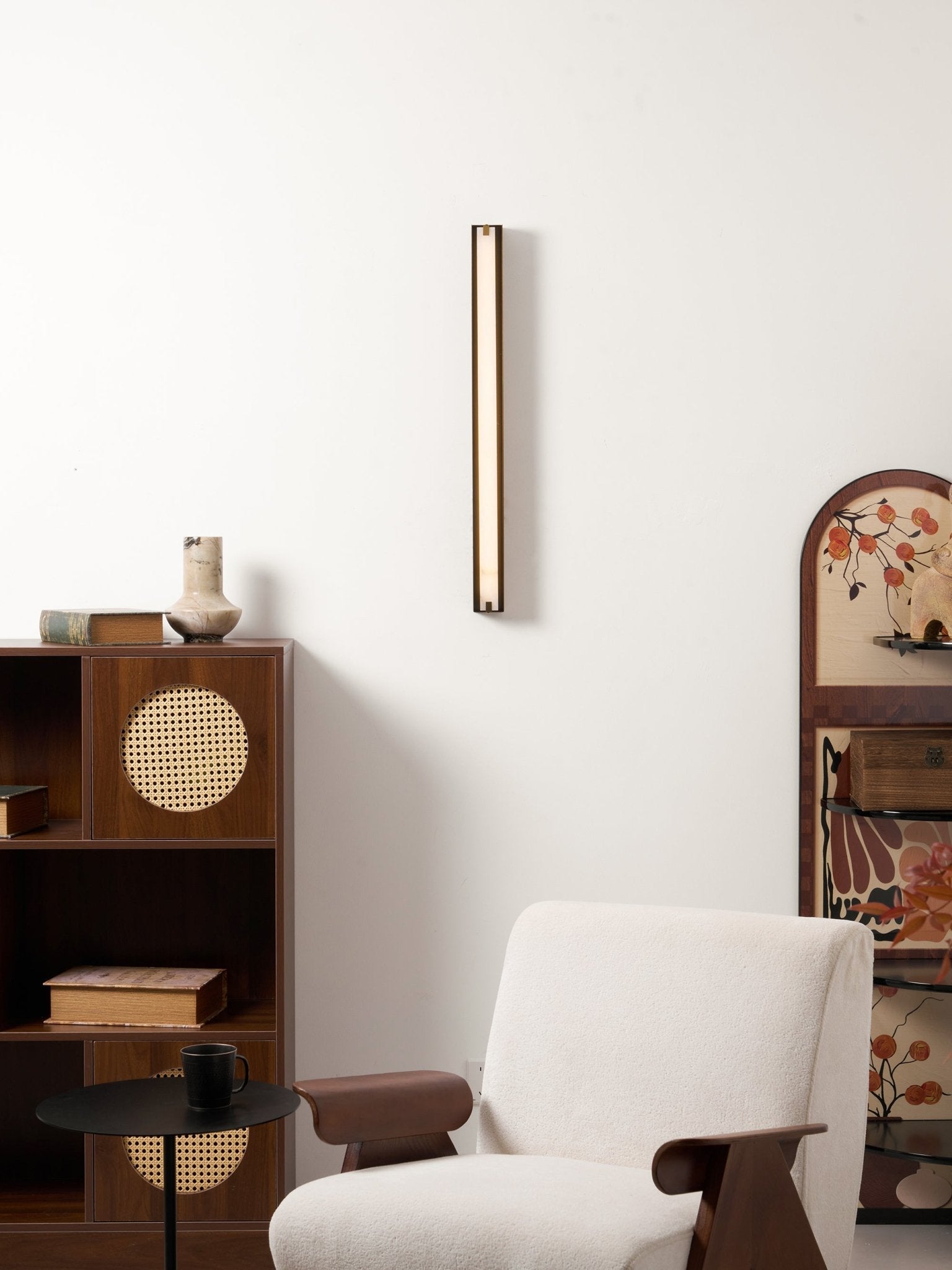 Applique murale moderne Solvi en Albâtre Bronze et blanc