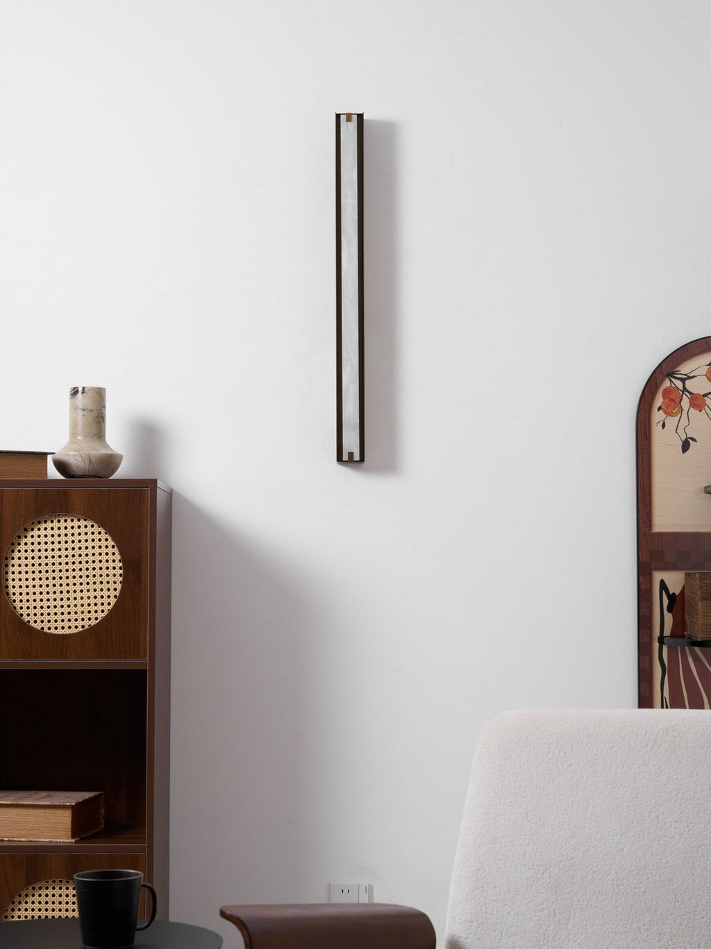 Applique murale moderne Solvi en Albâtre Bronze et blanc