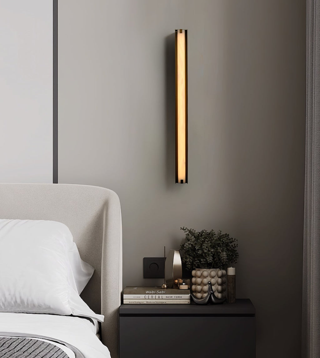 Applique murale moderne Solvi en Albâtre Bronze et blanc