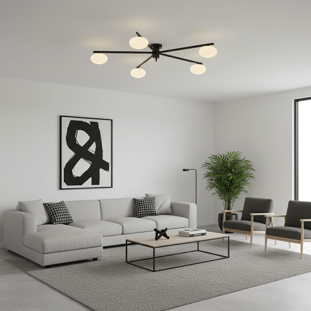 Plafonnier moderne Volund en Albâtre Noir et blanc