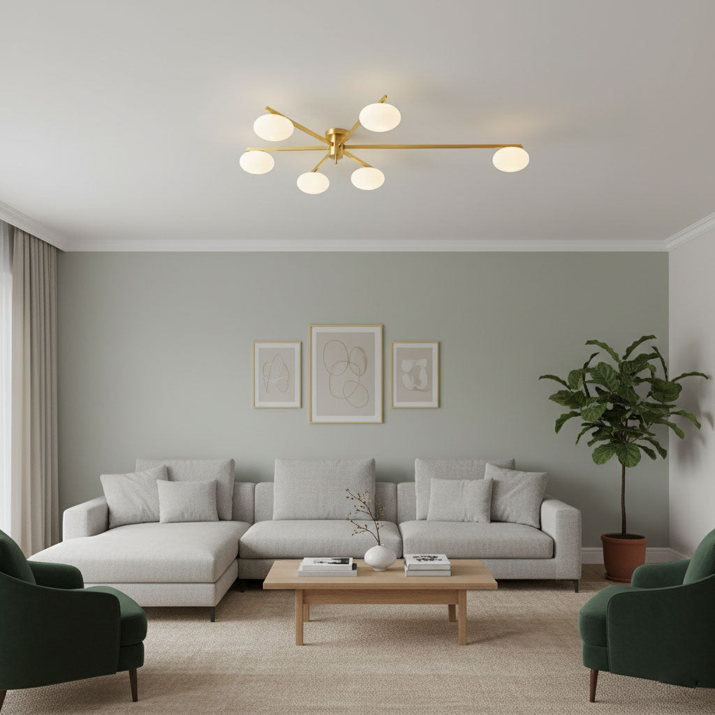Plafonnier moderne Volund en Albâtre Laiton et blanc