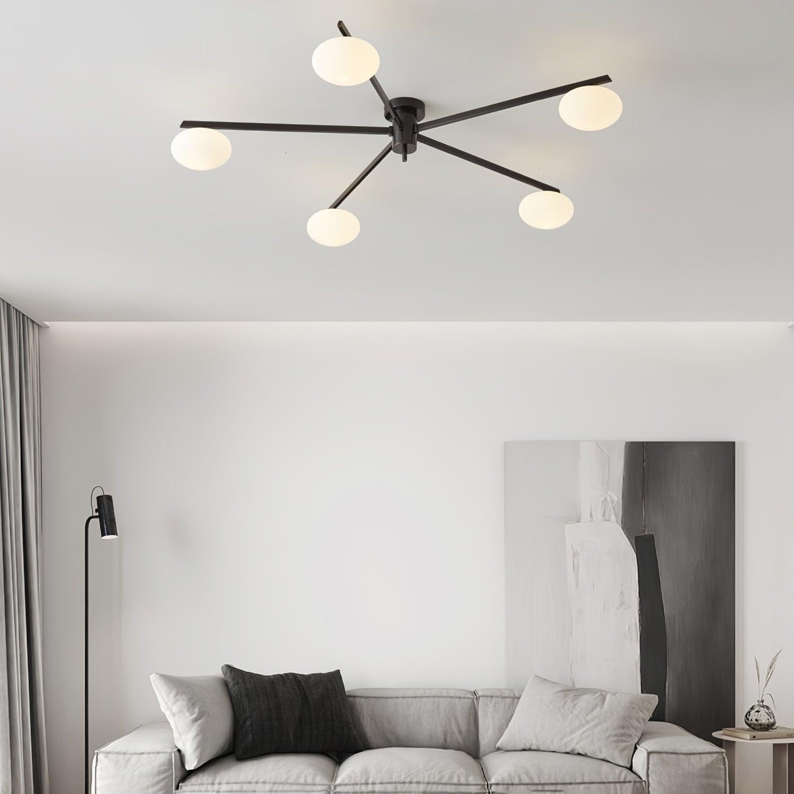 Plafonnier moderne Volund en Albâtre Noir et blanc