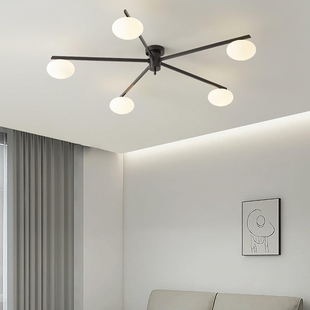 Plafonnier moderne Volund en Albâtre Noir et blanc