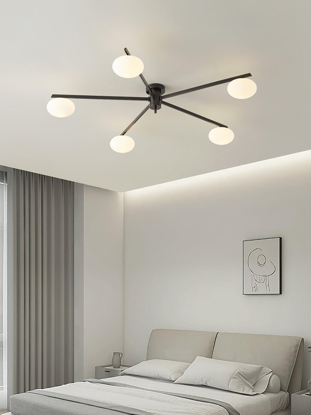Plafonnier moderne Volund en Albâtre Noir et blanc
