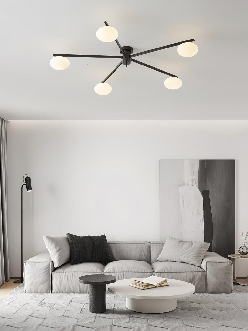 Plafonnier moderne Volund en Albâtre Noir et blanc