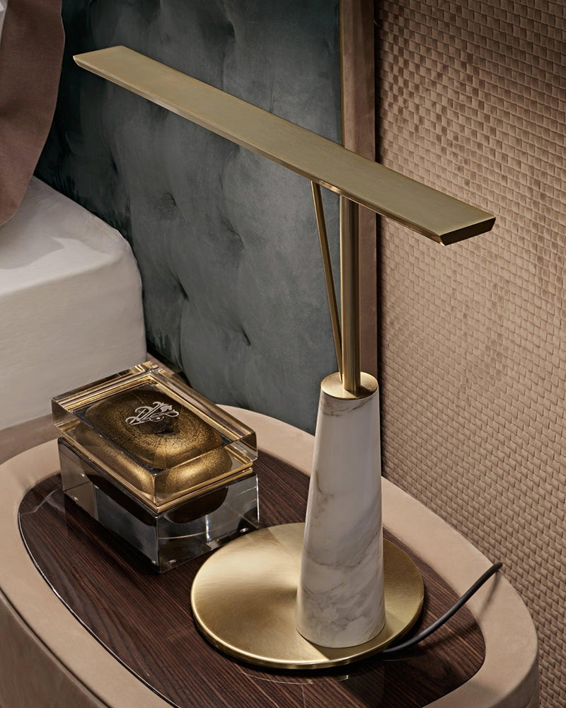 Lampe à poser moderne Volund en Métal, Marbre Doré
