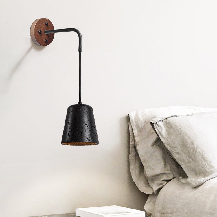 Applique murale moderne Ottarr en Noyer bois et noir travertin