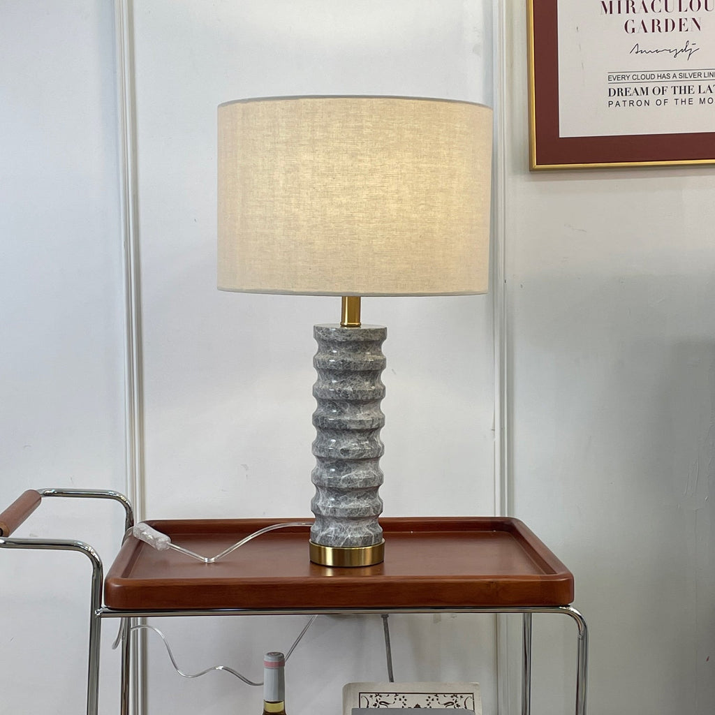 Lampe à poser moderne Folmar en Marbre Gris et blanc