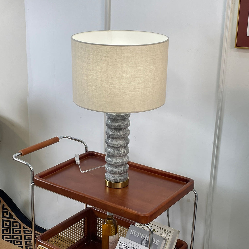 Lampe à poser moderne Folmar en Marbre Gris et blanc