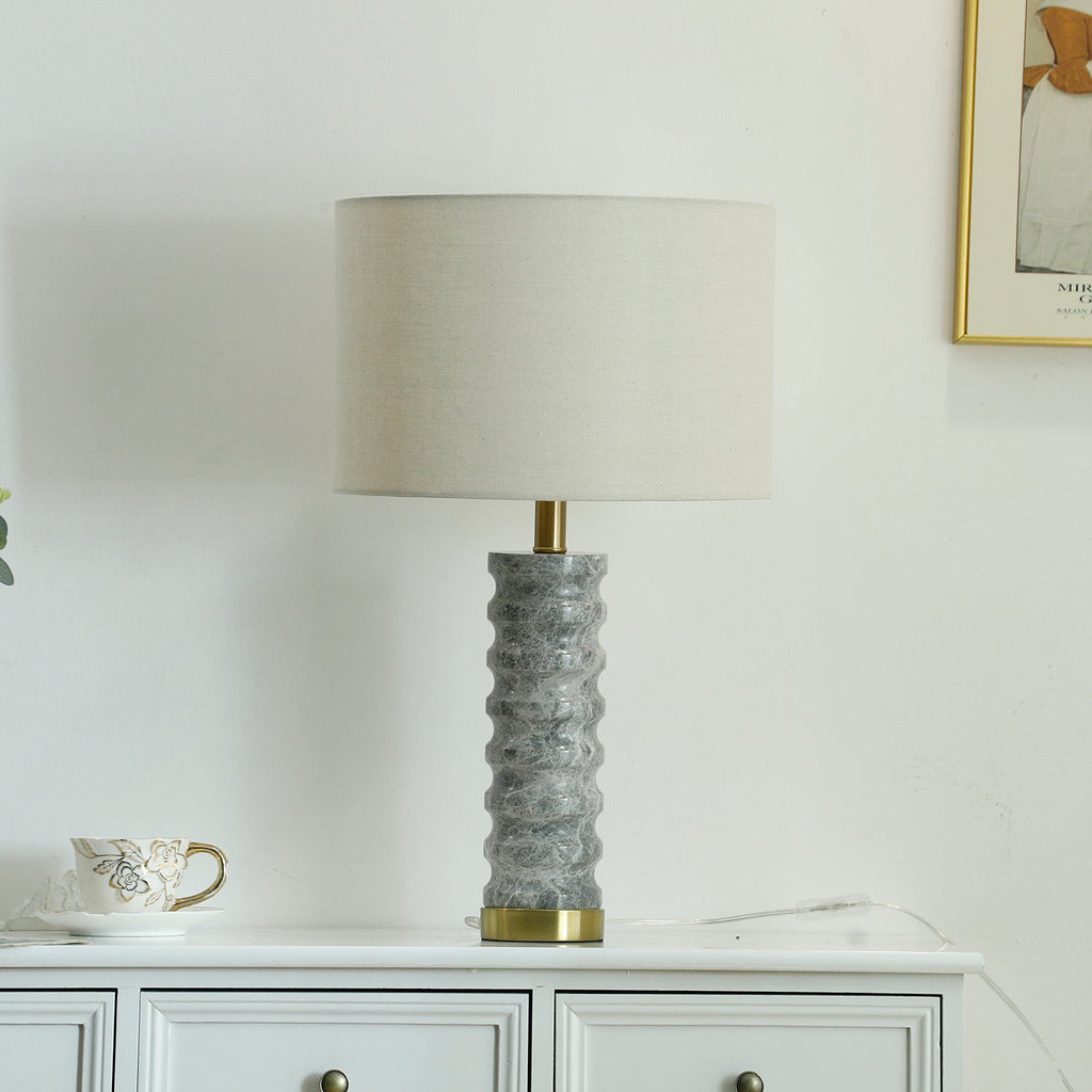 Lampe à poser moderne Folmar en Marbre Gris et blanc