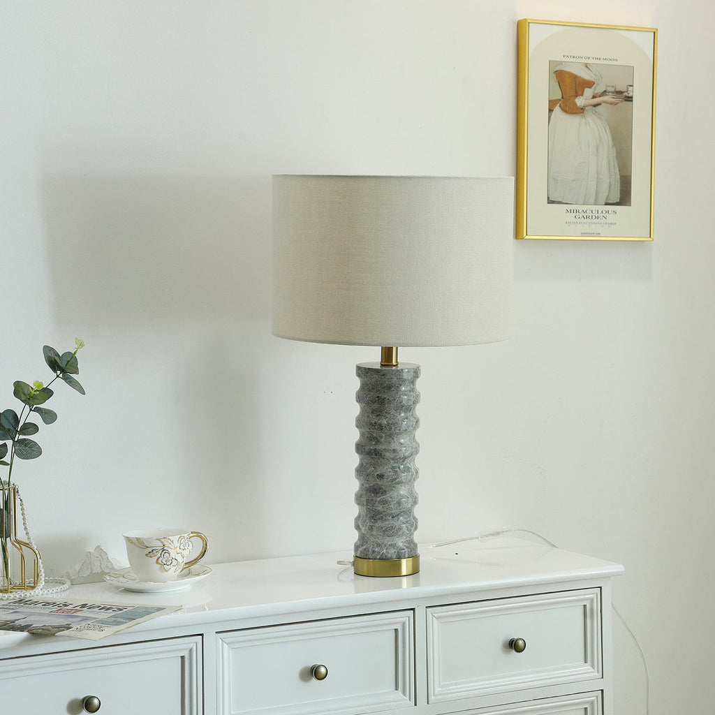 Lampe à poser moderne Folmar en Marbre Gris et blanc