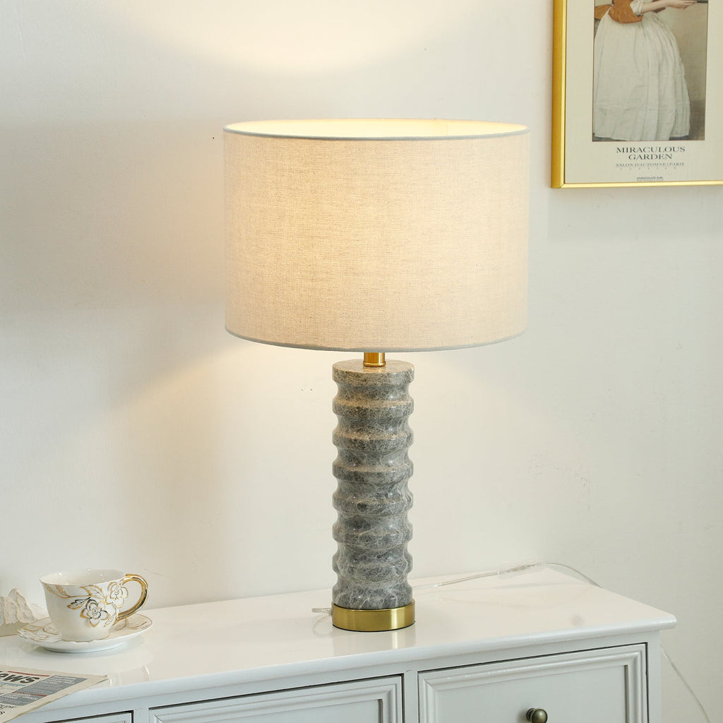 Lampe à poser moderne Folmar en Marbre Gris et blanc