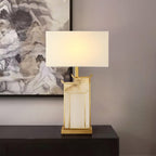 Lampe à poser moderne Hannes en Albâtre Doré et blanc