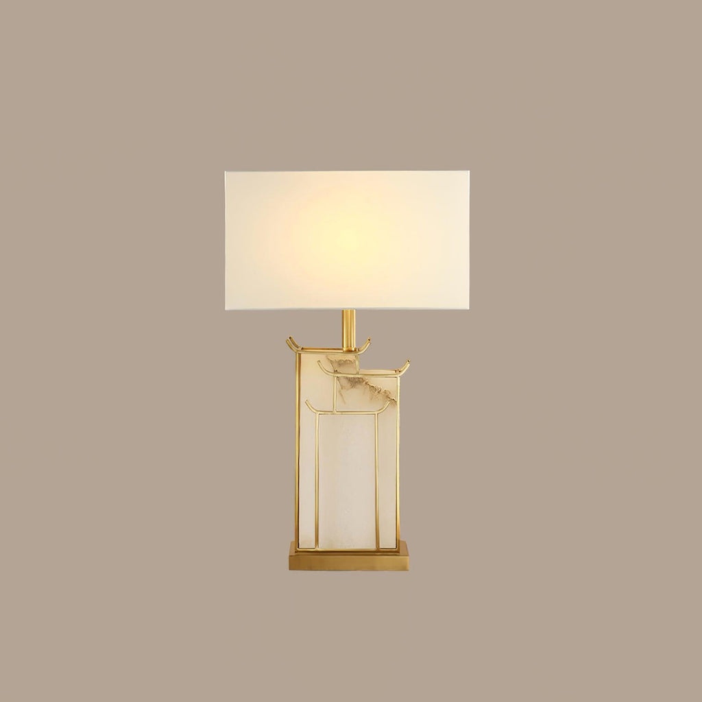 Lampe à poser moderne Hannes en Albâtre Doré et blanc