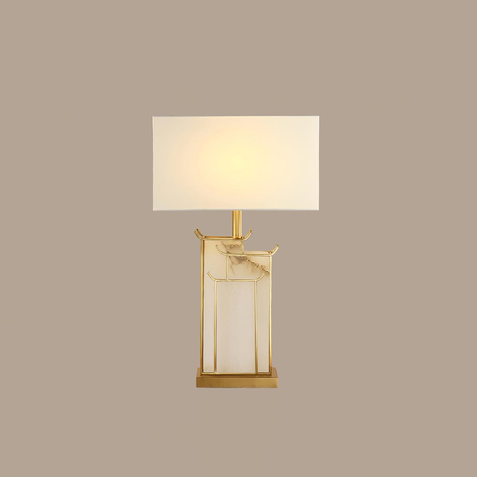 Lampe à poser moderne Hannes en Albâtre Doré et blanc