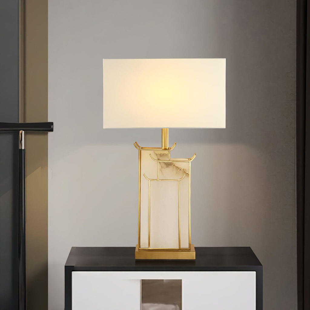 Lampe à poser moderne Hannes en Albâtre Doré et blanc