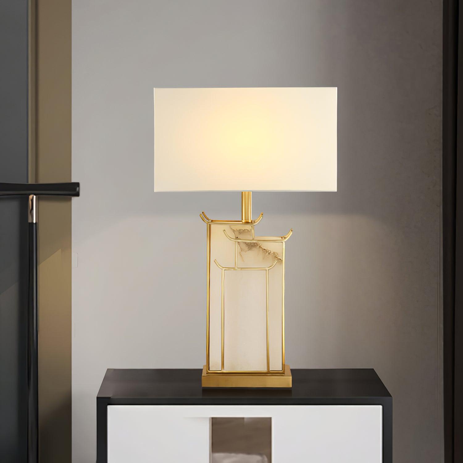 Lampe à poser moderne Hannes en Albâtre Doré et blanc