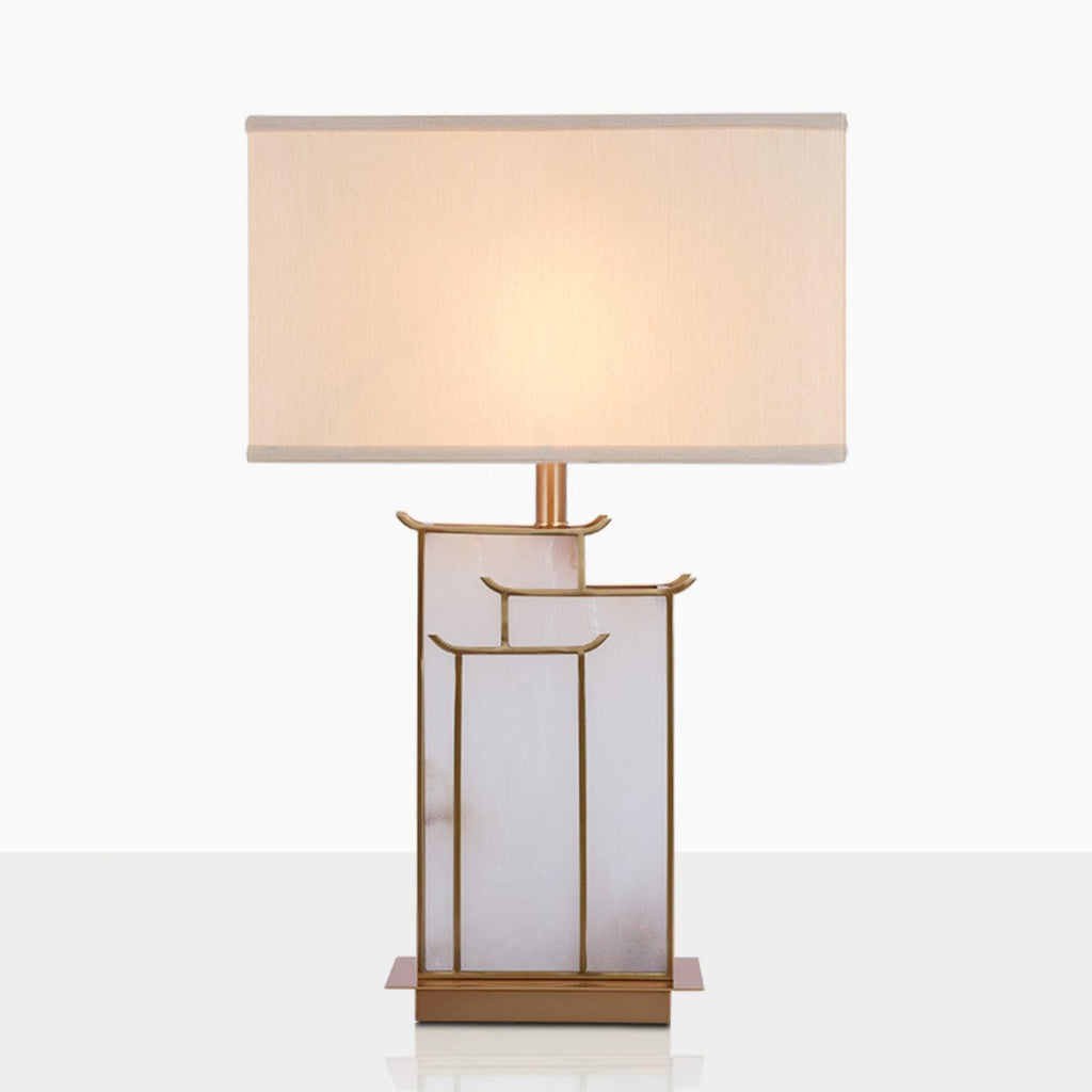 Lampe à poser moderne Hannes en Albâtre Doré et blanc