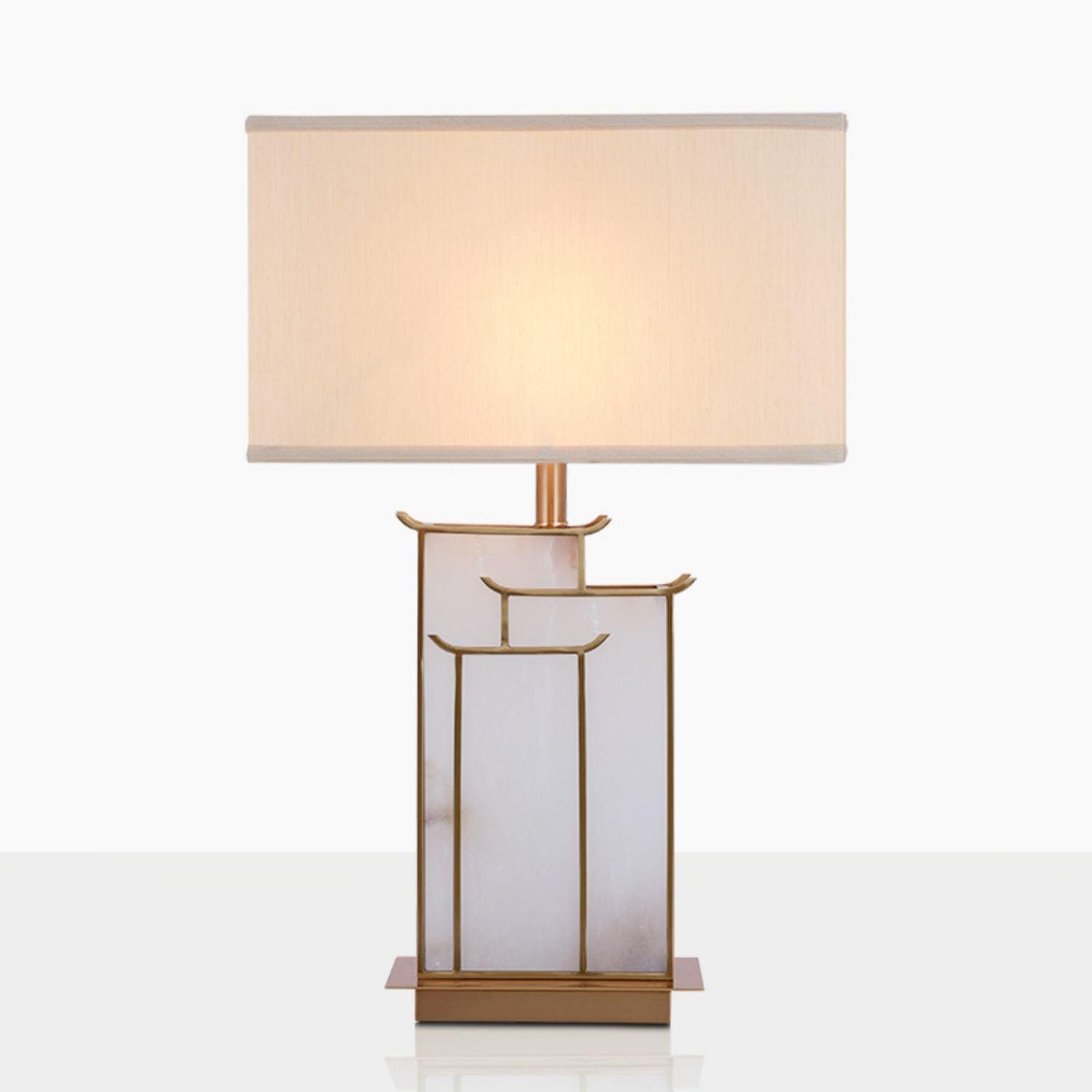Lampe à poser moderne Hannes en Albâtre Doré et blanc