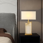 Lampe à poser moderne Hannes en Albâtre Doré et blanc