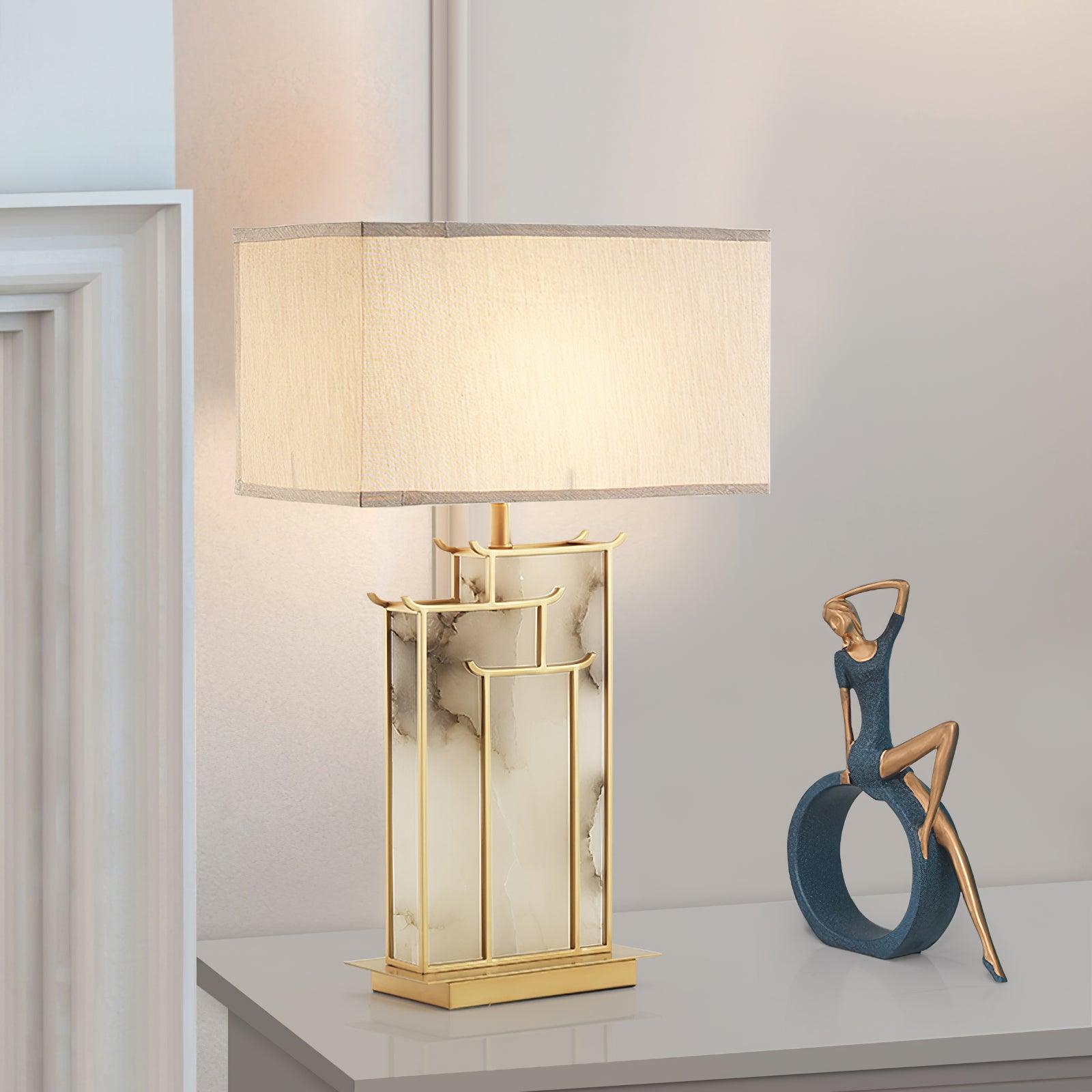 Lampe à poser moderne Hannes en Albâtre Doré et blanc