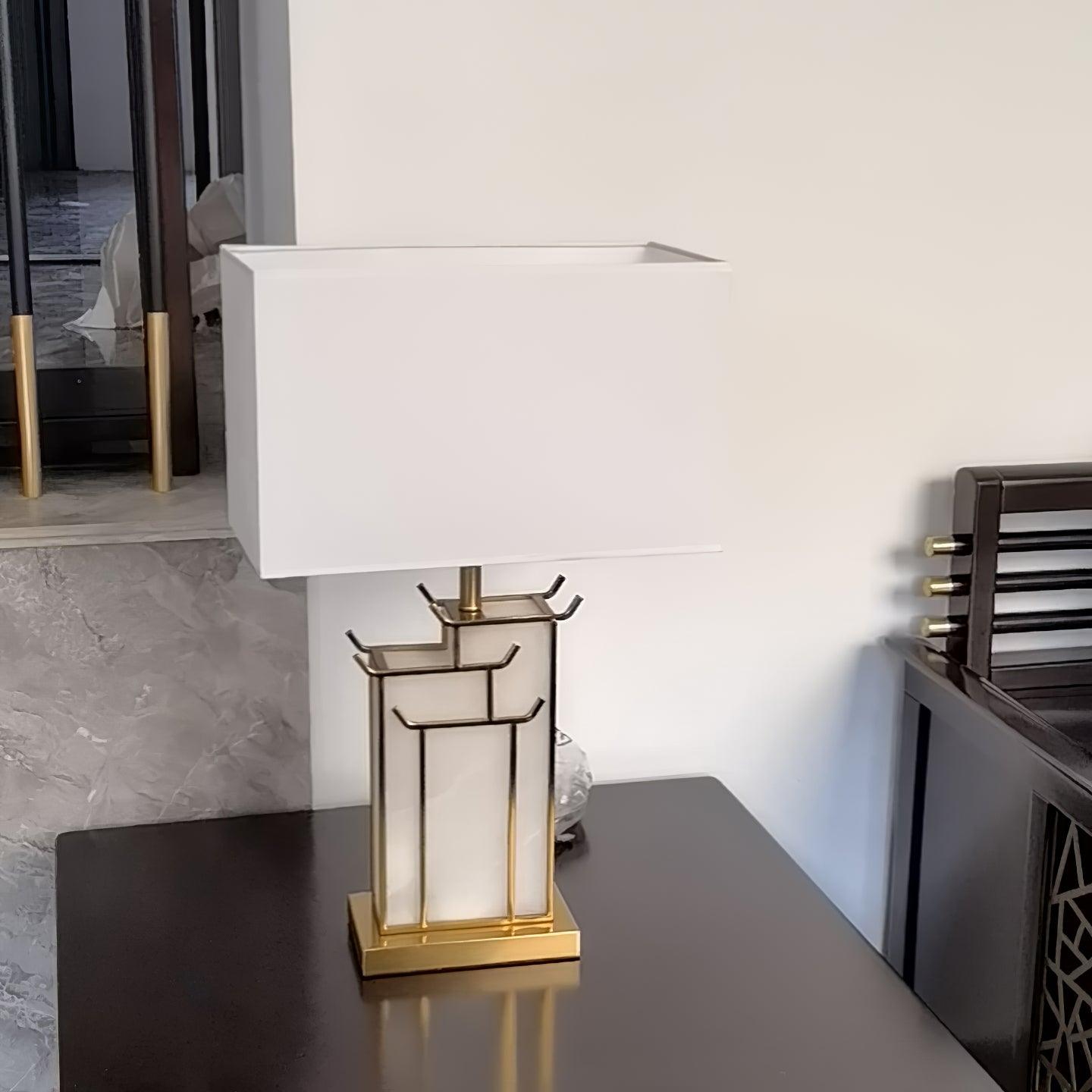 Lampe à poser moderne Hannes en Albâtre Doré et blanc