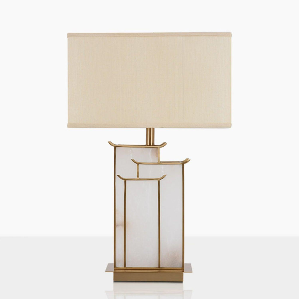 Lampe à poser moderne Hannes en Albâtre Doré et blanc