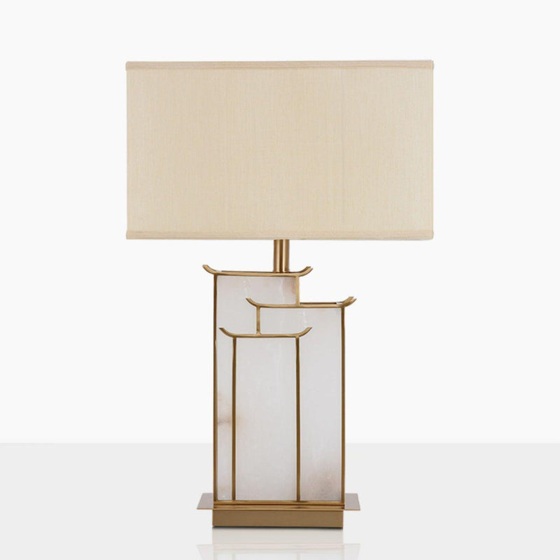 Lampe à poser moderne Hannes en Albâtre Doré et blanc