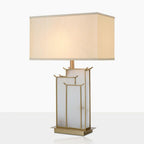 Lampe à poser moderne Hannes en Albâtre Doré et blanc