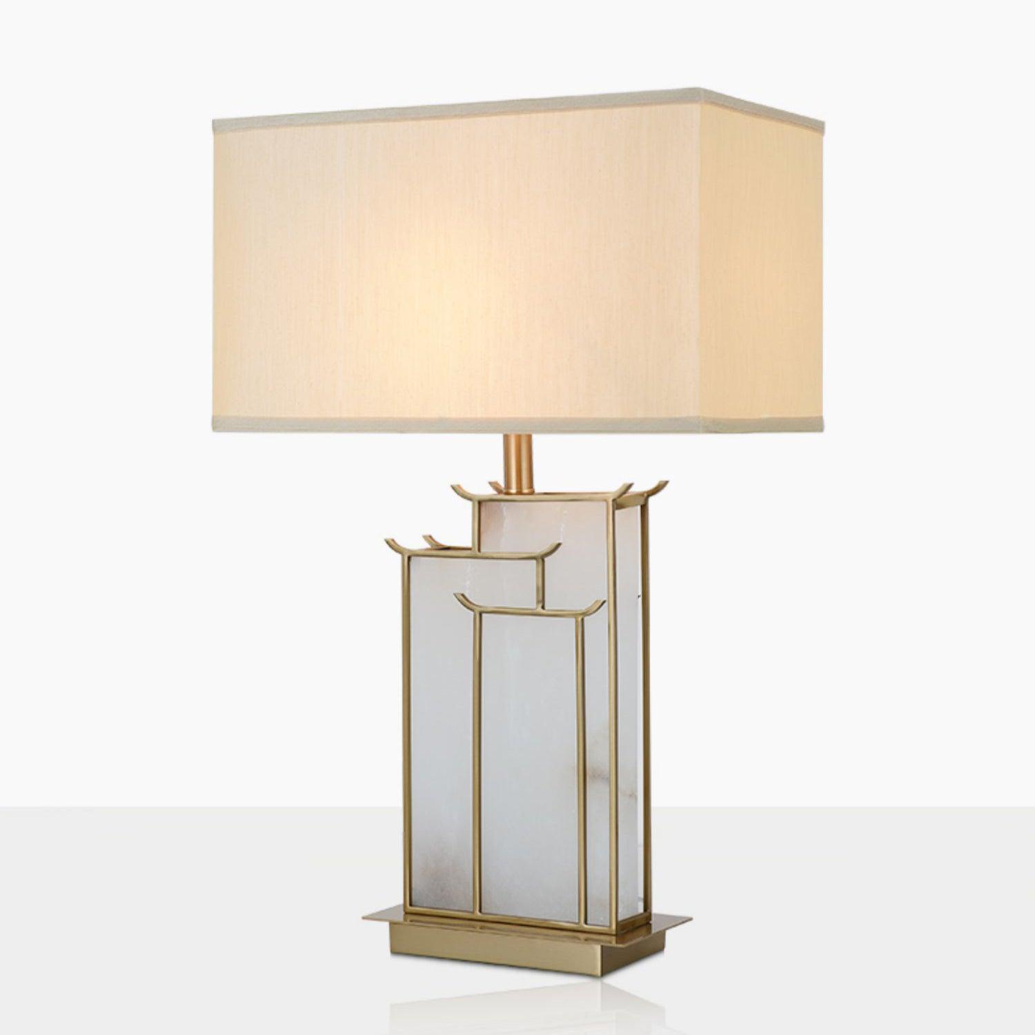 Lampe à poser moderne Hannes en Albâtre Doré et blanc